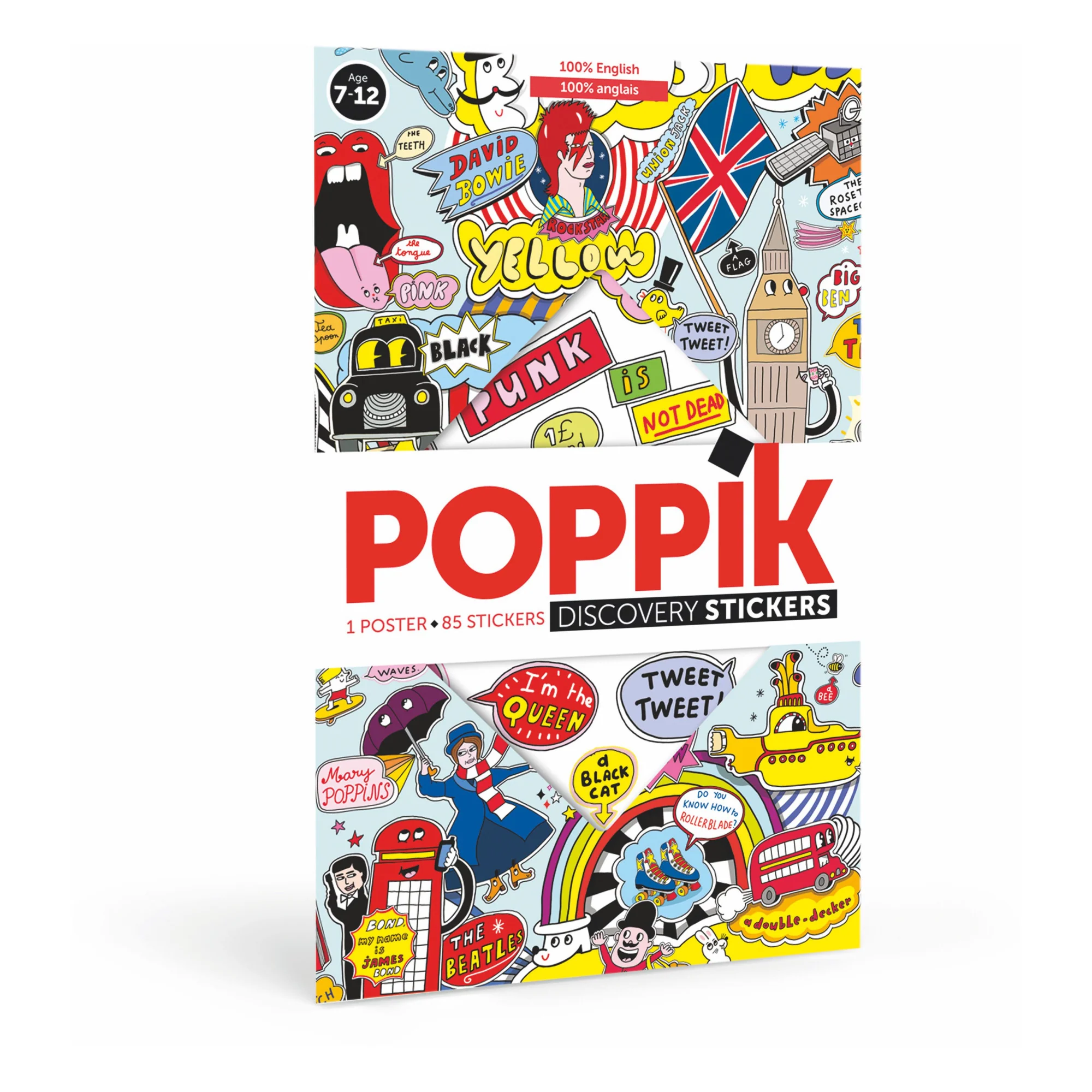 Poppik Discovery 100% English Sticker Poster - Mondial Kids