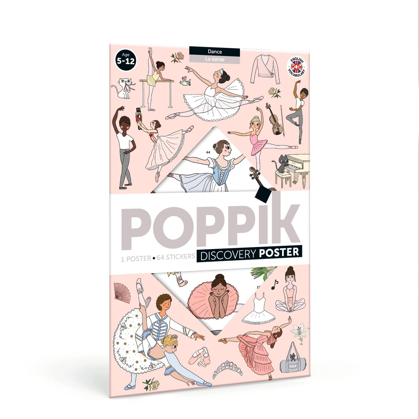 Poppik La danse: 1 poster + 64 stickers repositionnables - Mondial Kids