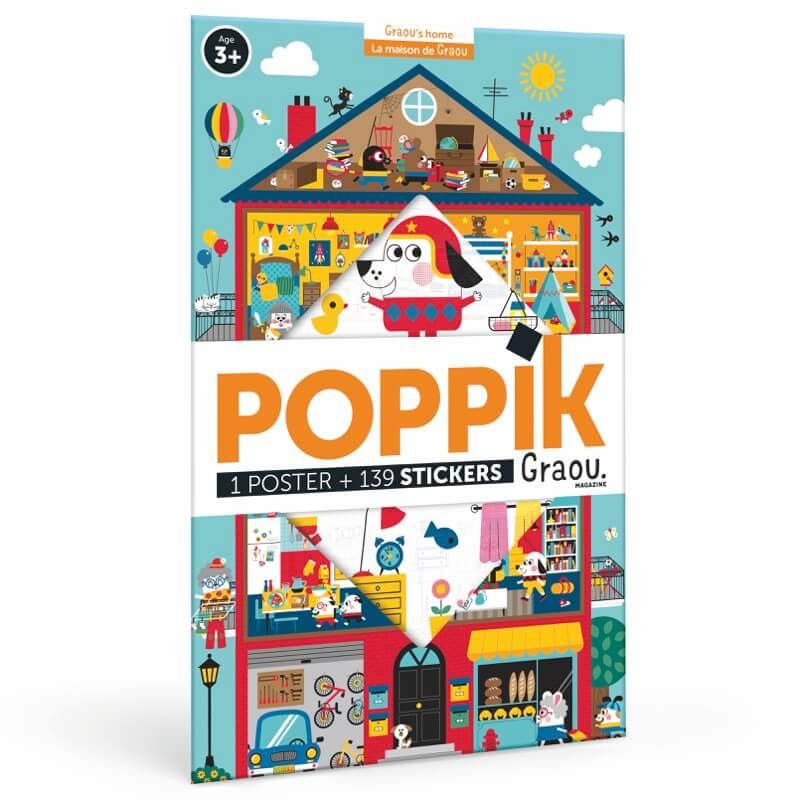 Poppik La maison de Graou - Poster de gommettes enfant 3 à 6 ans - Mondial Kids