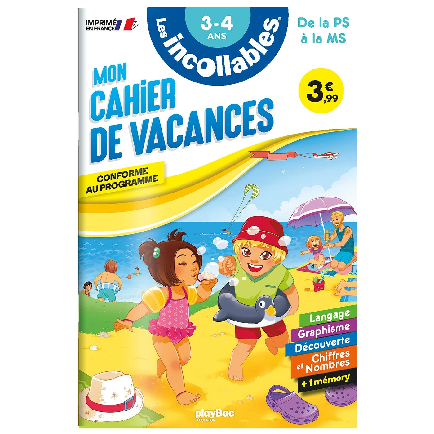 Cahier de vacances 2025 - Les incollables - Petite Section à Moyenne Section - 3/4 ans